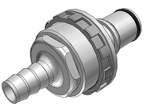 NS6D42006HC - Stecker PP Schott mit Schlauchtülle 9,5 mm mit Absperrung, Non-Spill Hastelloy-C® Feder
