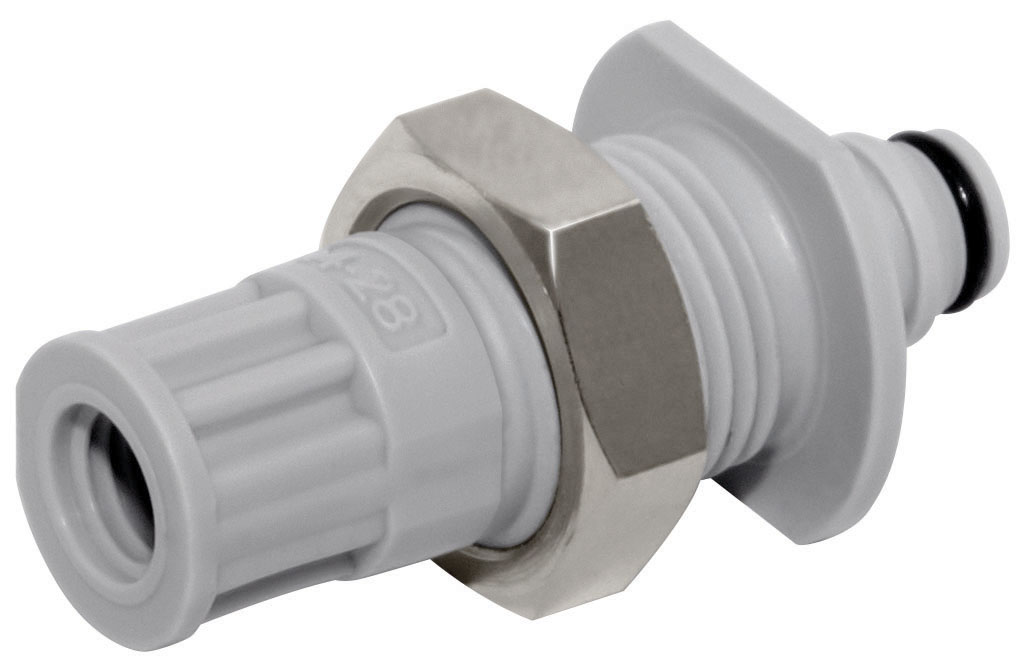NS1D48042812 - Stecker PP Schott/Flat Bottom Port mit Absperrung, Non-Spill