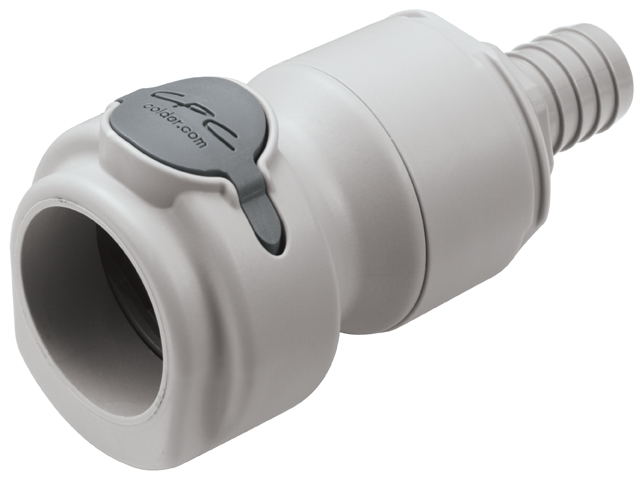NSHD17010 - Kupplung Polypropylen mit Schlauchtülle 15,9 mm mit Absperrung, Non-Spill