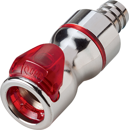 LQ6D17008REDV - Kupplung MS-VC mit Schlauchtülle 12,7 mm mit Absperrung, rot, Non-Spill, FKM-Dichtung