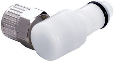 43100 - Stecker Acetal mit Winkel-Klemmverschr. 9,5 x 6,4 mm mit Absperrung, NSF (APCD21006 NSF)