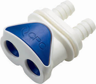 DPC17006 - Kupplung 2-fach, Acetal m. Schlauchtülle 9,5 mm ohne Absperrung