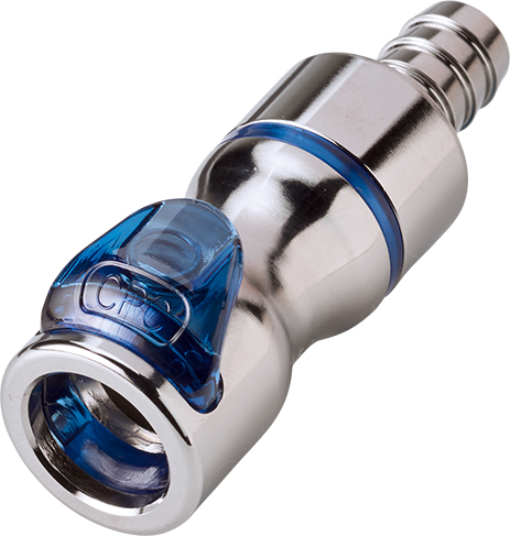 LQ4D17006BLUV - Kupplung MS-VC mit Schlauchtülle 9,5 mm mit Absperrung, blau, Non-Spill, FKM-Dichtung