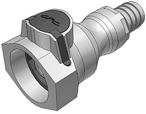 98600 - UDC Kupplung PP mit Schlauchtülle 19 mm mit Absperrung, BUNA-N O-Ring