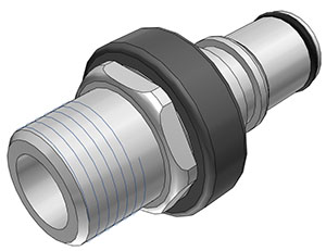 NS6D24008BSPTV - Stecker PP mit konischem AG 1/2" BSPT mit Absperrung, Non-Spill, FKM-Dichtung