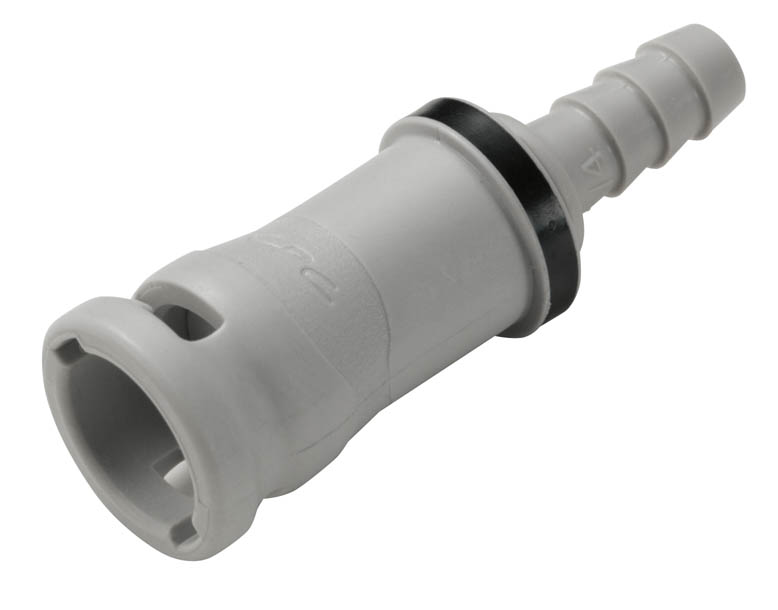 NS2D170412SMZ - Kupplung PP mit Schlauchtülle 6,4 mm mit Absperrung, Non-Spill, Simriz®-Dichtung