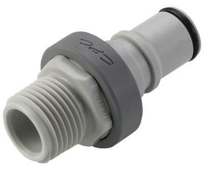 NS6D24008 - Stecker PP mit konischem AG 1/2" NPT mit Absperrung, Non-Spill