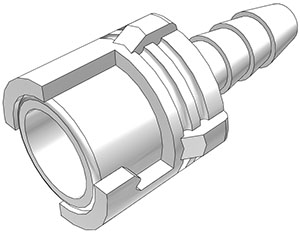 SMFD02V - Submini.-Kupplung Acetal mit 3,2 mm Schlauchtülle mit Absperrung, FKM-Dichtung