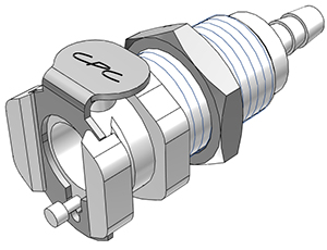 12700 - Kupplung Acetal Schott mit Schlauchtülle 3,2 mm mit Absperrung, NSF (PMCD1602 NSF)