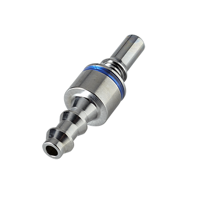 LQ2D2204LBLU - Stecker MS-VC mit Locking Schlauchtülle 6,4 mm mit Absperrung, blau, Non-Spill
