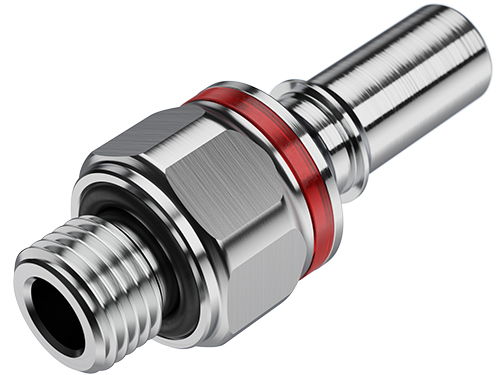 LQ4D47004RED - Stecker MS-VC mit AG 1/4" BSPP mit Absperrung, rot, Non-Spill
