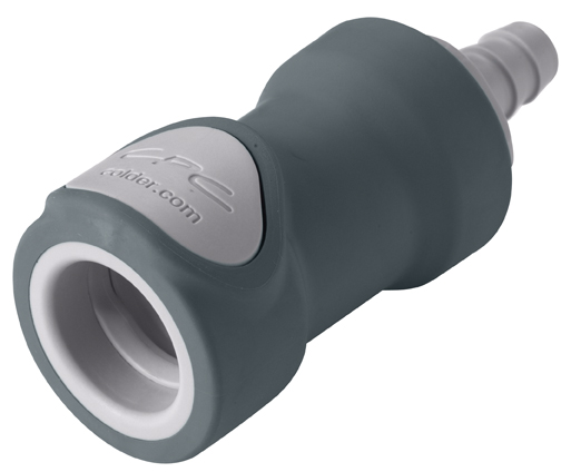 NS6D17006VHC - Kupplung PP mit Schlauchtülle 9,5 mm mit Absperrung, Non-Spill, FKM-Dichtung und Hastelloy-C® Feder