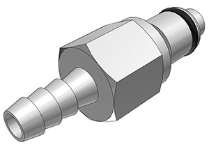 70500 - Stecker MS-VC mit Schlauchtülle 6,4 mm mit Absperrung, NSF (LCD22004 NSF)