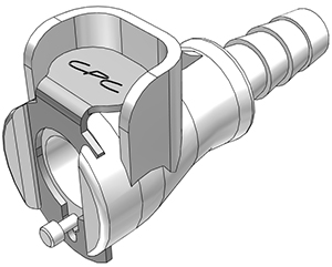 11400 - Kupplung Acetal mit Schlauchtülle 6,4 mm mit Absperrung, NSF (PMCD1704 NSF)